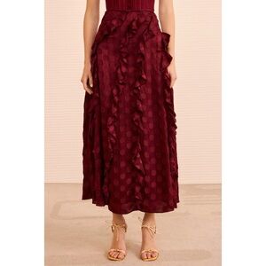 NWOT Ulla Johnson Midi Silk-Blend Ruffle Poppy Skirt